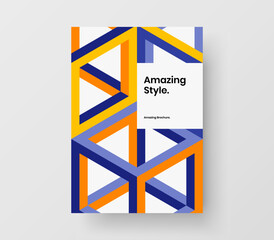 Abstract mosaic shapes journal cover illustration. Clean corporate brochure A4 vector design concept.