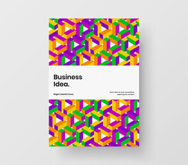 Colorful mosaic hexagons handbill layout. Simple cover vector design illustration.