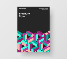 Amazing geometric hexagons catalog cover illustration. Abstract presentation A4 vector design layout.