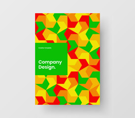Simple geometric hexagons banner layout. Original cover vector design illustration.