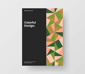 Simple flyer A4 vector design layout. Vivid geometric hexagons company identity illustration.