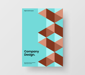 Bright geometric pattern annual report template. Unique book cover A4 vector design illustration.