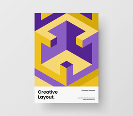 Bright geometric shapes banner illustration. Original pamphlet A4 design vector template.