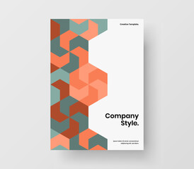 Creative book cover A4 design vector illustration. Amazing geometric tiles placard template.