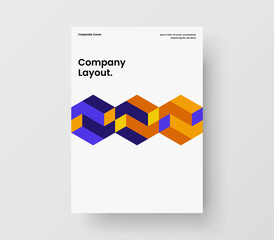 Modern geometric shapes leaflet template. Isolated brochure A4 vector design illustration.