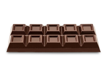Dark chocolate bar cut out on transparent