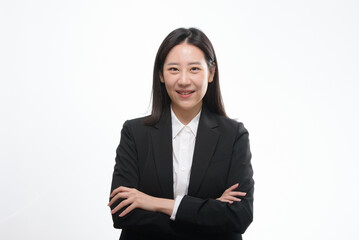 Portrait of successful business asian over white background
