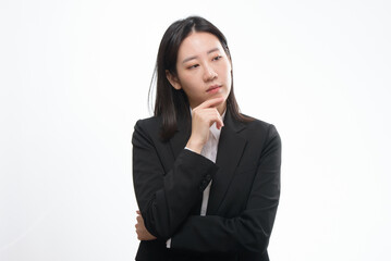 Portrait of successful business asian over white background
