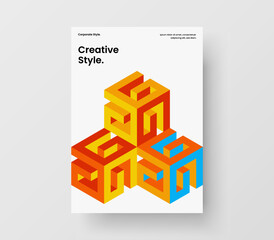 Unique geometric shapes handbill layout. Bright corporate identity A4 vector design illustration.