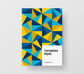 Original geometric hexagons annual report layout. Clean cover A4 design vector template.