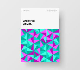 Trendy flyer A4 design vector illustration. Minimalistic mosaic tiles company cover template.
