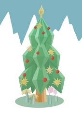 Albero di Natale ghiacciato, disegno originale in digitale, illustrazione natalizia, jpg tema addobbi natalizi