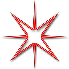Red Neon Sign Star Shaped Light