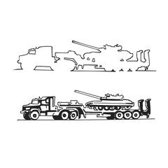 MZKT tank carrier hand graphic drawing. Military weapons