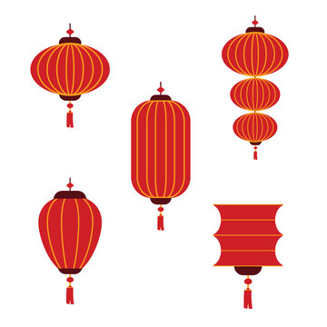 hand drawn chinese lantern set design