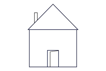 house icon isolated on white background. outline house, roof and chimney, black contour drawing, vector conceptual illustration