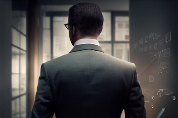 Fototapeta premium Businessman in office, view from back