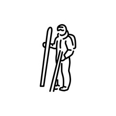 Obraz premium Skier color line icon. Skiing in winter Alps.