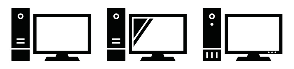 Computer desktop set icon, vector illustration