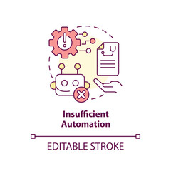 Insufficient automation concept icon. Tech-related challenge in public-health system abstract idea thin line illustration. Isolated outline drawing. Editable stroke. Arial, Myriad Pro-Bold fonts used