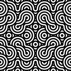 Vector abstract seamless pattern.Modern geometric background.Repeated monochrome pattern with concentric circles background ornament of striped concentric circles.Monochrome background with diagonal.