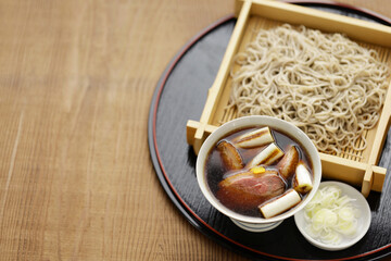 Kamo Seiro ( chilled soba with sliced grilled duck dipping sauce ), Japanese cuisine