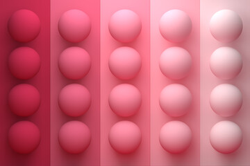Abstract geometric background of monochrome gradient round buttons in a line of 4 pieces and five columns