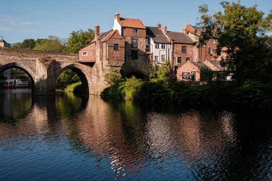 Durham England: 2022-06-07: Elvet Bridge on sunny day