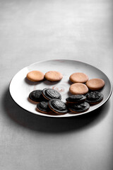 close-up of delicious cookies on a plate
