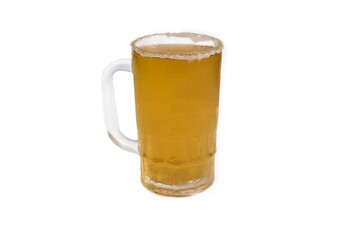 Mexican drink orange beer with salt isolated on white background