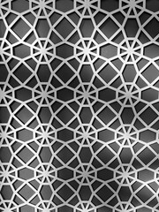 Beautiful monochrome minimalist architecture arabic arabesque stone pattern architecture dome background.