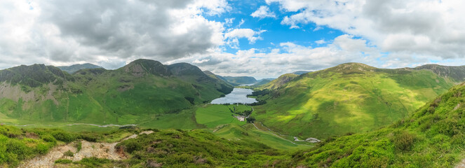 Fototapeta na wymiar Panoramic view of Buttermere in the English Lake District