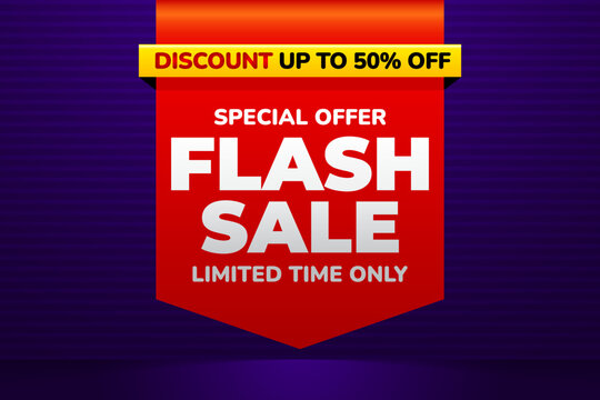 Flash sale banner background, vector design template for promotional and discount events and social media post