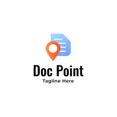 Doc point logo design template. Review search icon vector, concept of analysing, correcting, evaluating, surveying, etc. 