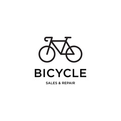 Bicycle shop logo design vector image, line style logo 