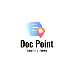 Doc point logo design template. Review search icon vector, concept of analysing, correcting, evaluating, surveying, etc. 