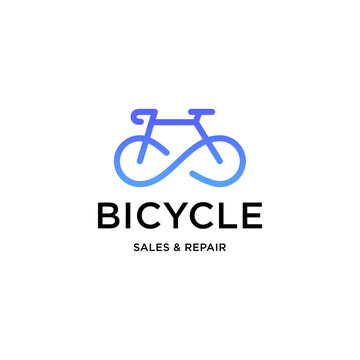 Bicycle shop logo design vector image, line style logo 