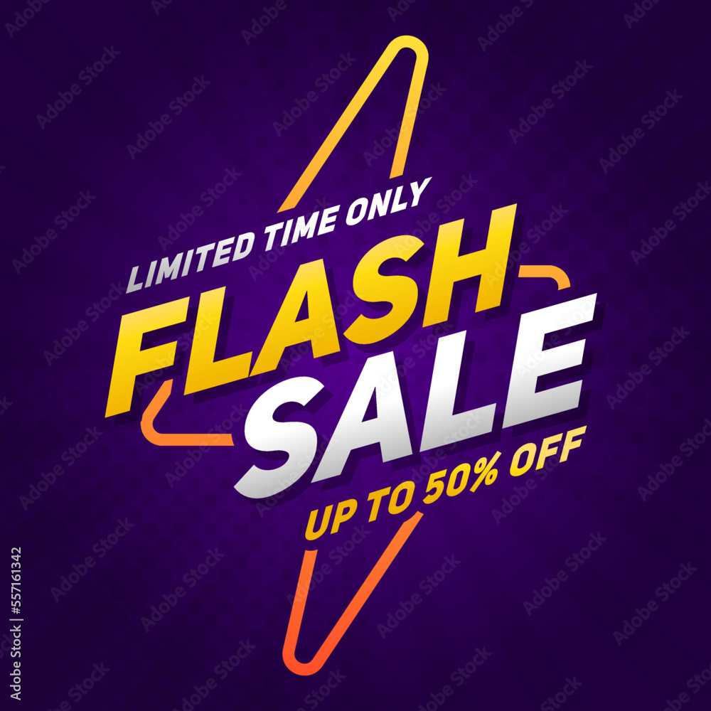 Wall mural Flash sale banner background, vector design template for promotional and discount events and social media post