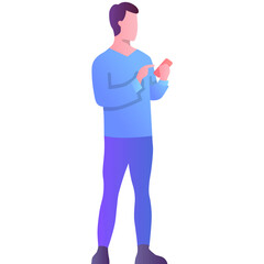Man using mobile app vector icon isolated