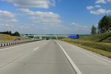 Bridge, roadside and asphalt, blue sky in the city streets in public places.