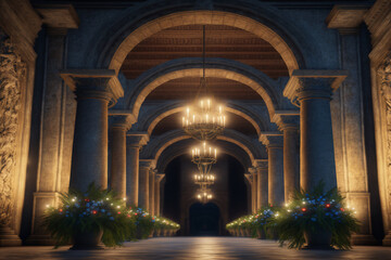 リアルな城や室内系背景イラスト(AI generated image)