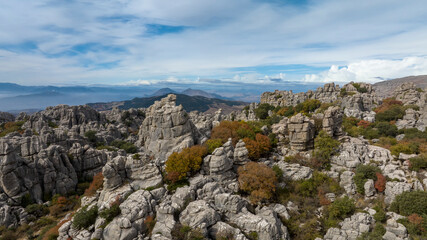 curiosas formaciones rocosas en el torcal de Antequera, Andalucía