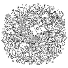 Fototapeta premium Canada cartoon doodle illustration. Funny Canadian design.
