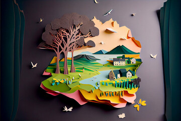 Generative AI render of Ireland themed paper art
