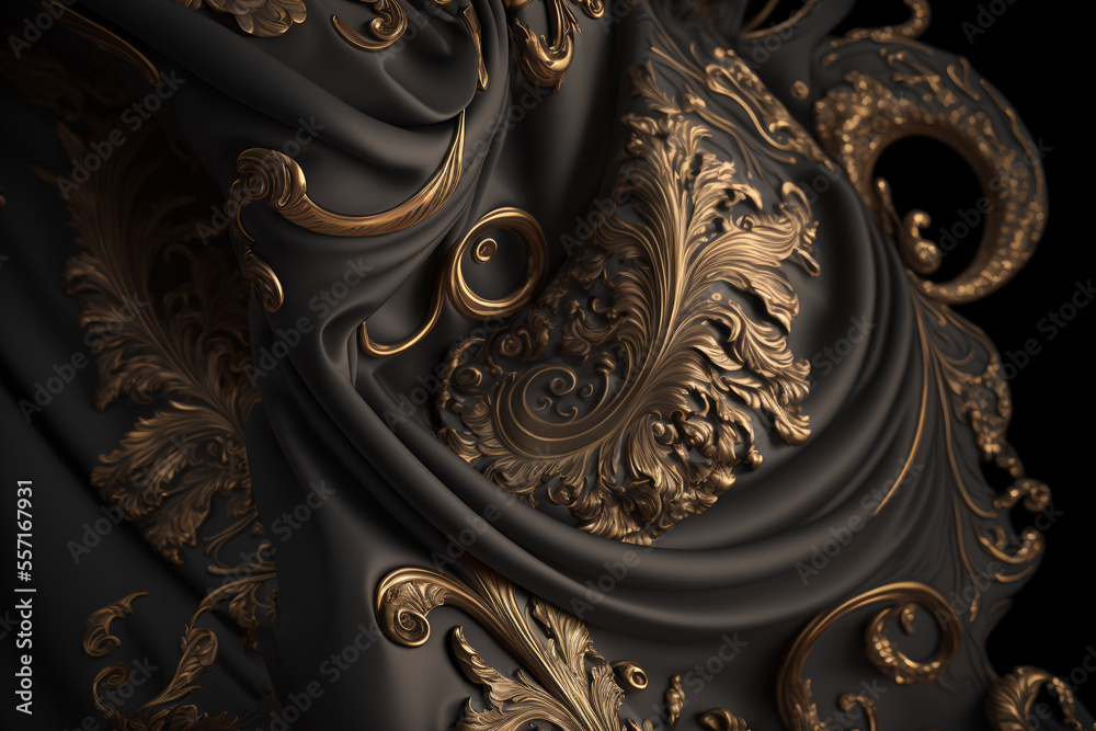 Wall mural Black fabric texture and design. Generative AI