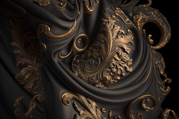 Black fabric texture and design. Generative AI