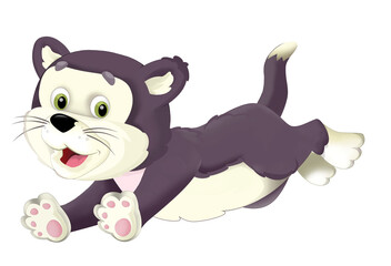 cartoon happy cat doing something playing