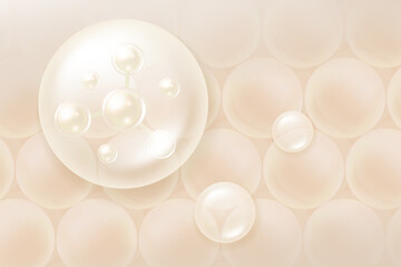 Hyaluronic acid hair and skin solutions ad, white collagen serum drop over skin cells with cosmetic advertising background ready to use, illustration vector.	