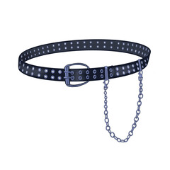 Illustration with belt with holes and studs with chain