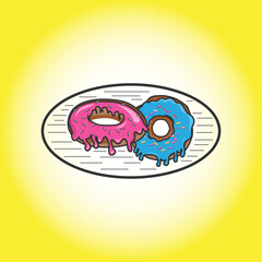 Donut Cream Cartoon Vector Icon Illustration. Food Object Icon Concept Isolated Premium Vector. Flat Cartoon Style